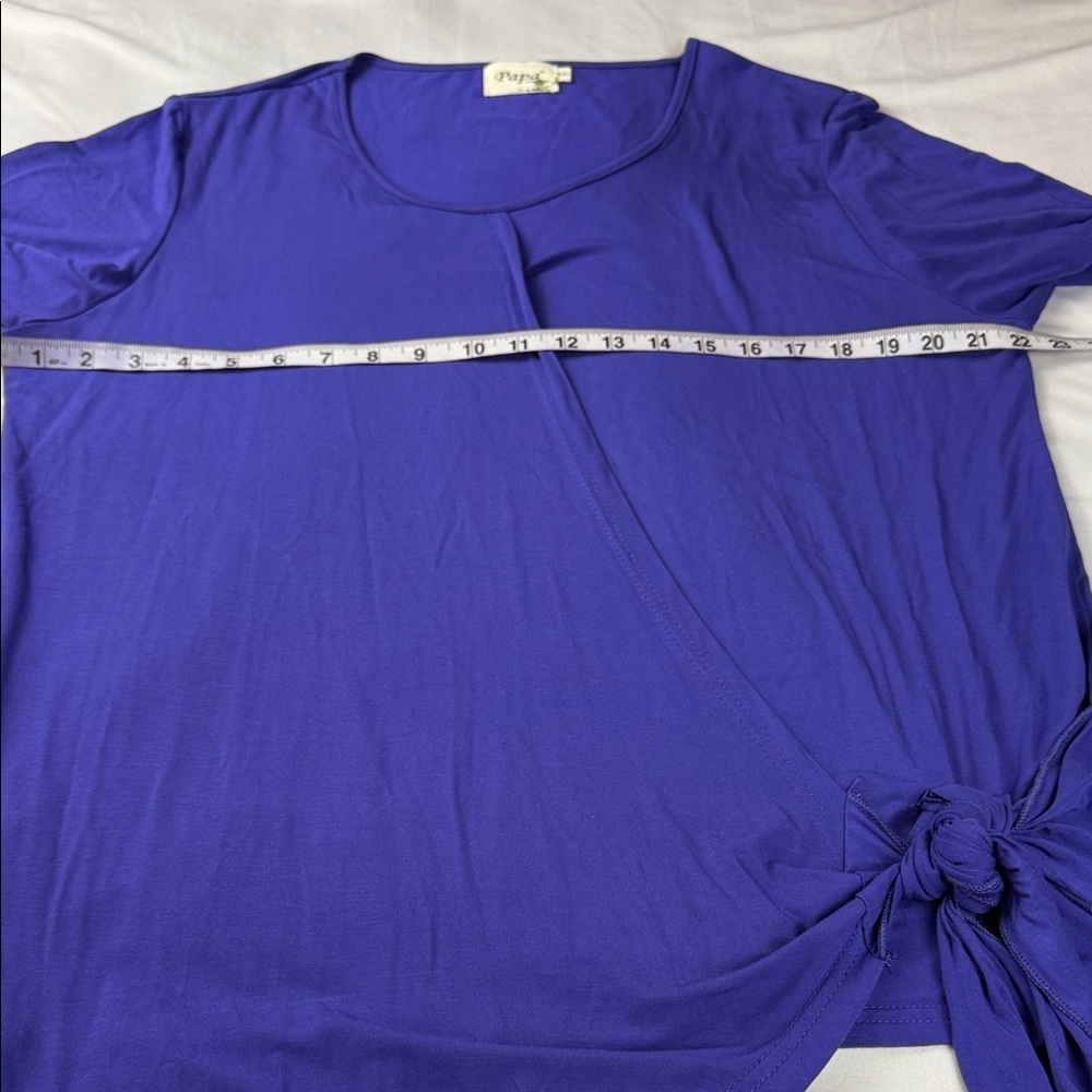 Papa Vancouver Top Purple Blue Bamboo Blend Asymmetrical Tie Women's Sz XXL - Picture 7 of 10
